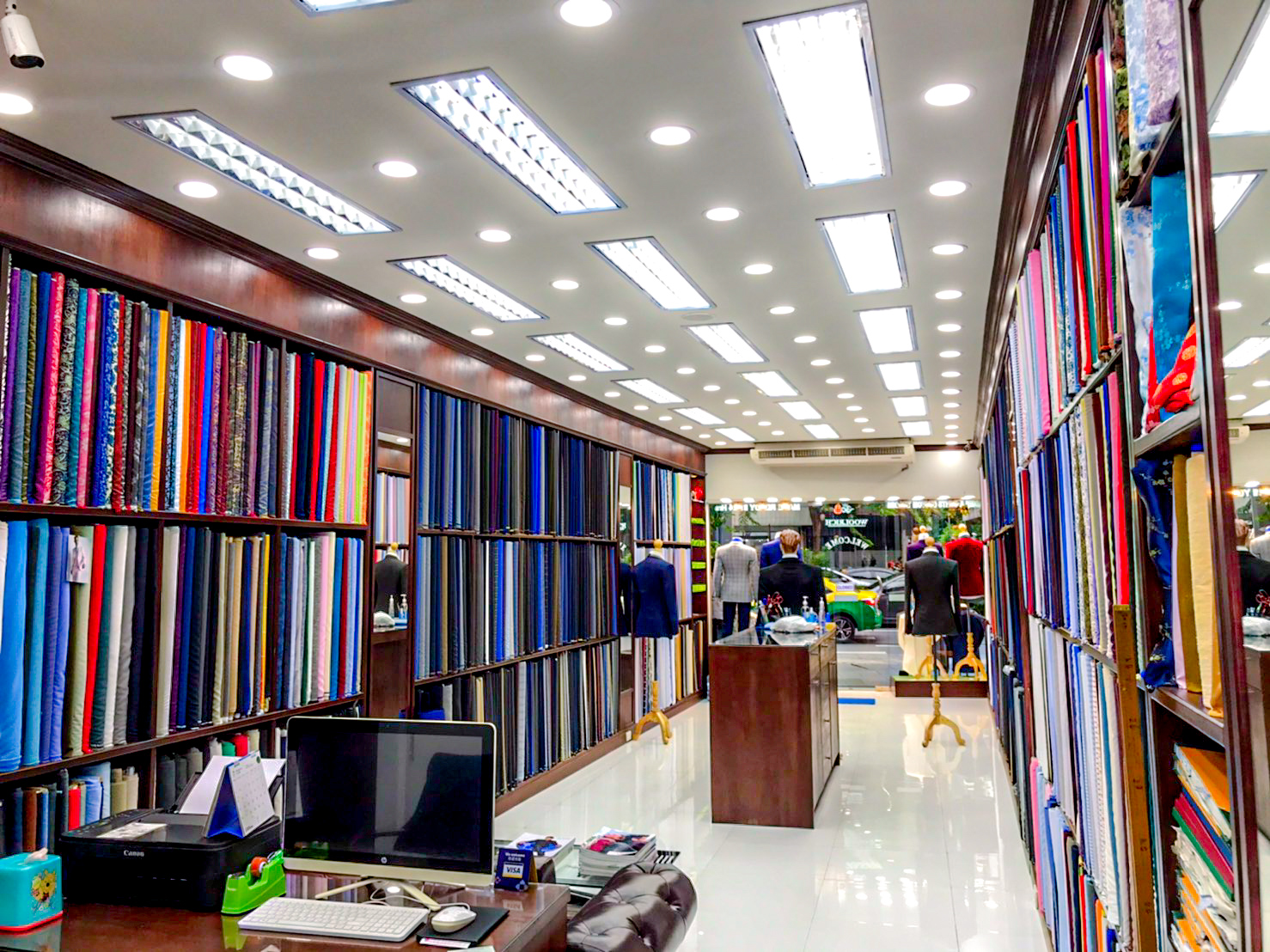 woolrich bespoke tailor interior fabric display