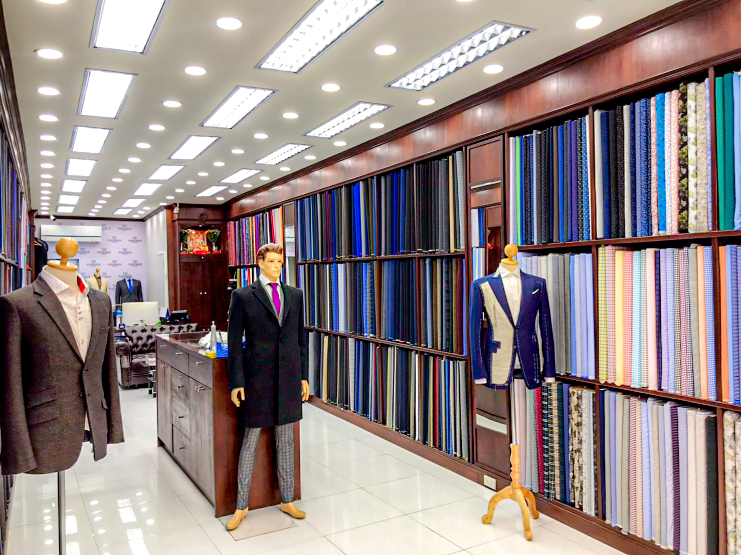 woolrich bespoke tailor in bangkok interior fabric display