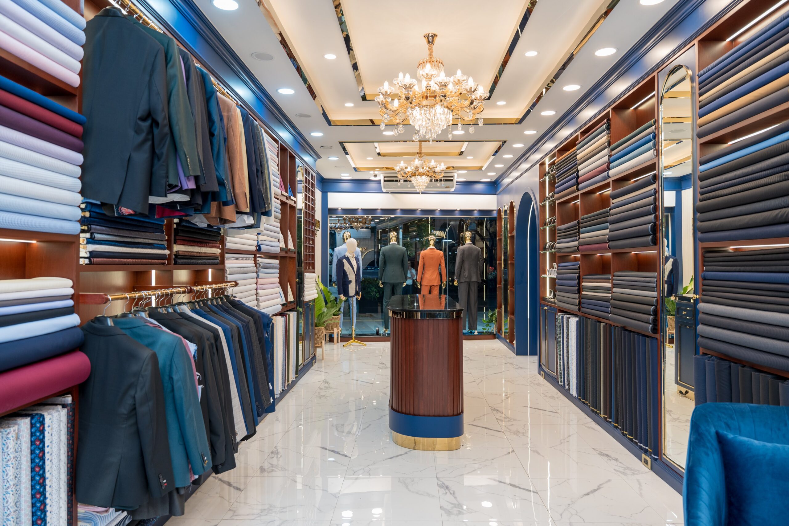 Woolrich Bespoke Tailor Fitting Area - Bangkok Elegant fitting area with mirrors inside Woolrich Bespoke Tailor in Bangkok